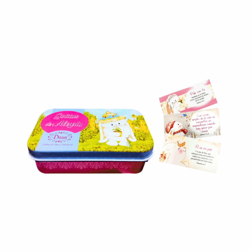 Cajita Metálica de promesas: gotitas de alegría