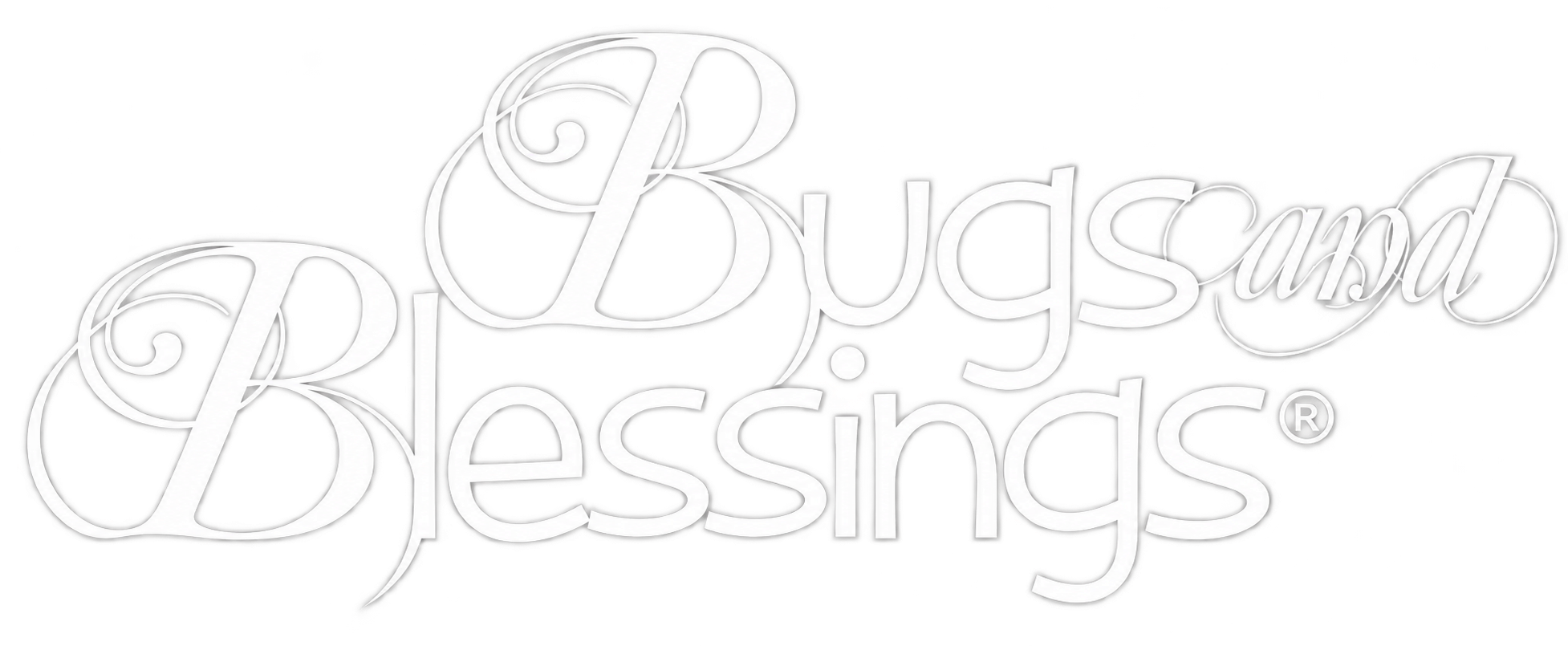 logo blanco “bugs and blessings®”