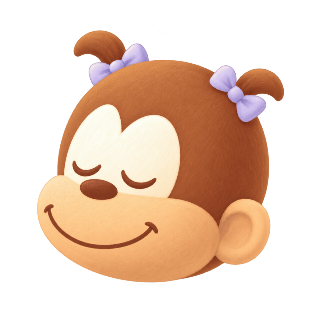 monito chibi sereno con lazos lavanda